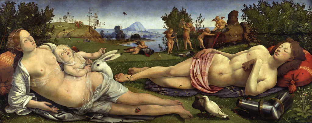 Venus, Mars and Cupid, by Piero di Cosimo, oil, 1505