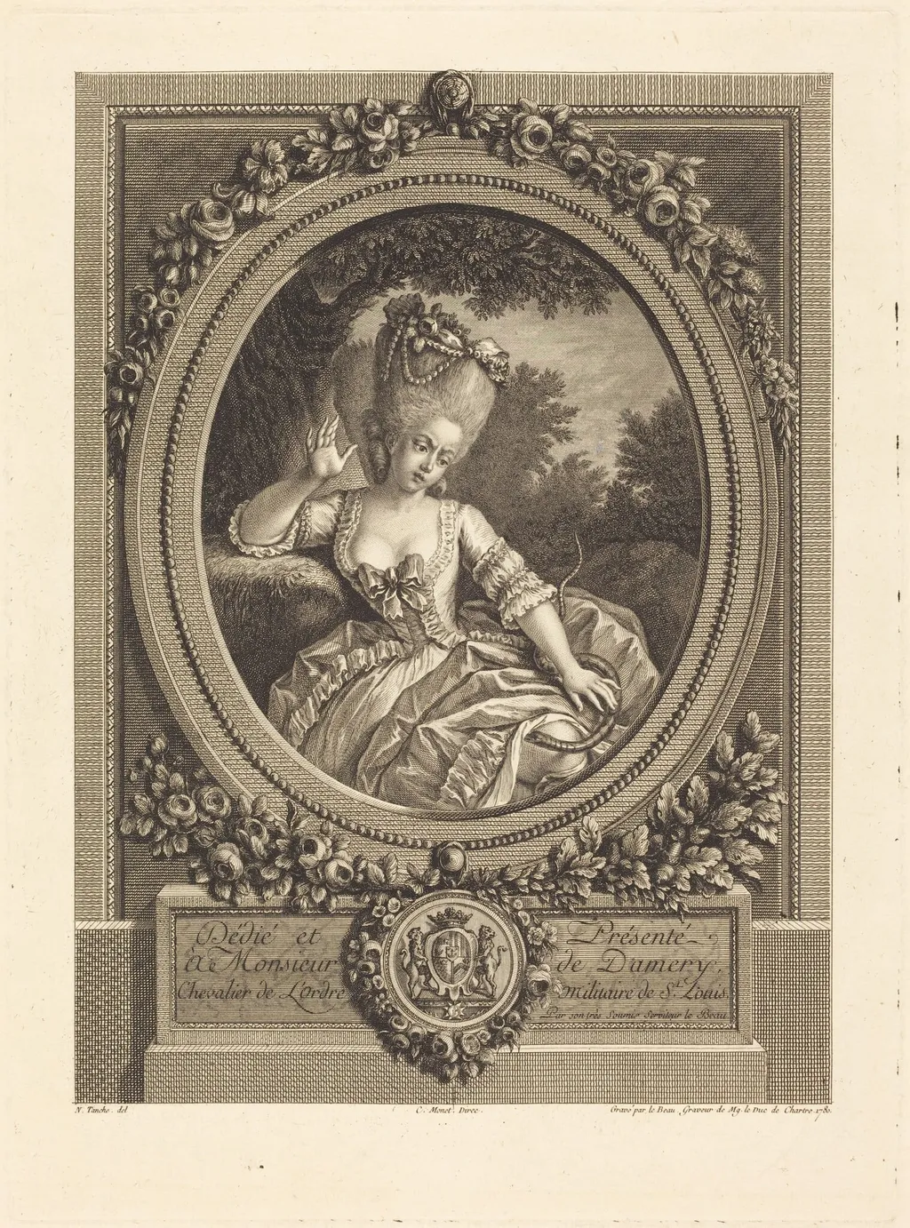 Le danger des bosquets, by Pierre Adrien Le Beau, ink, 1774