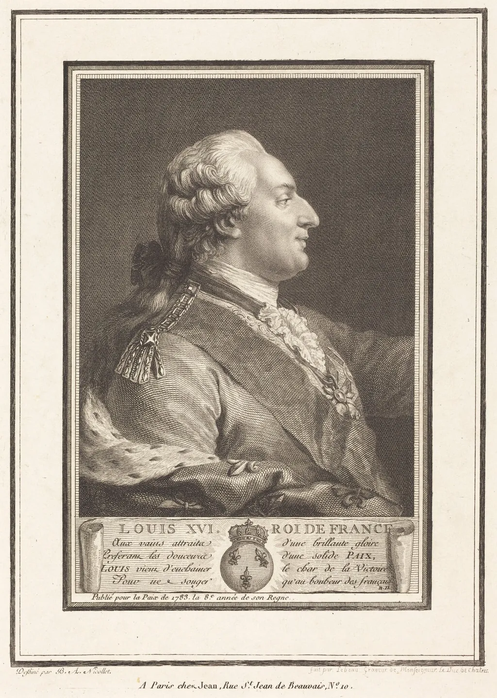 Louis XVI, Roi de France, by Pierre Adrien Le Beau, ink, 1783