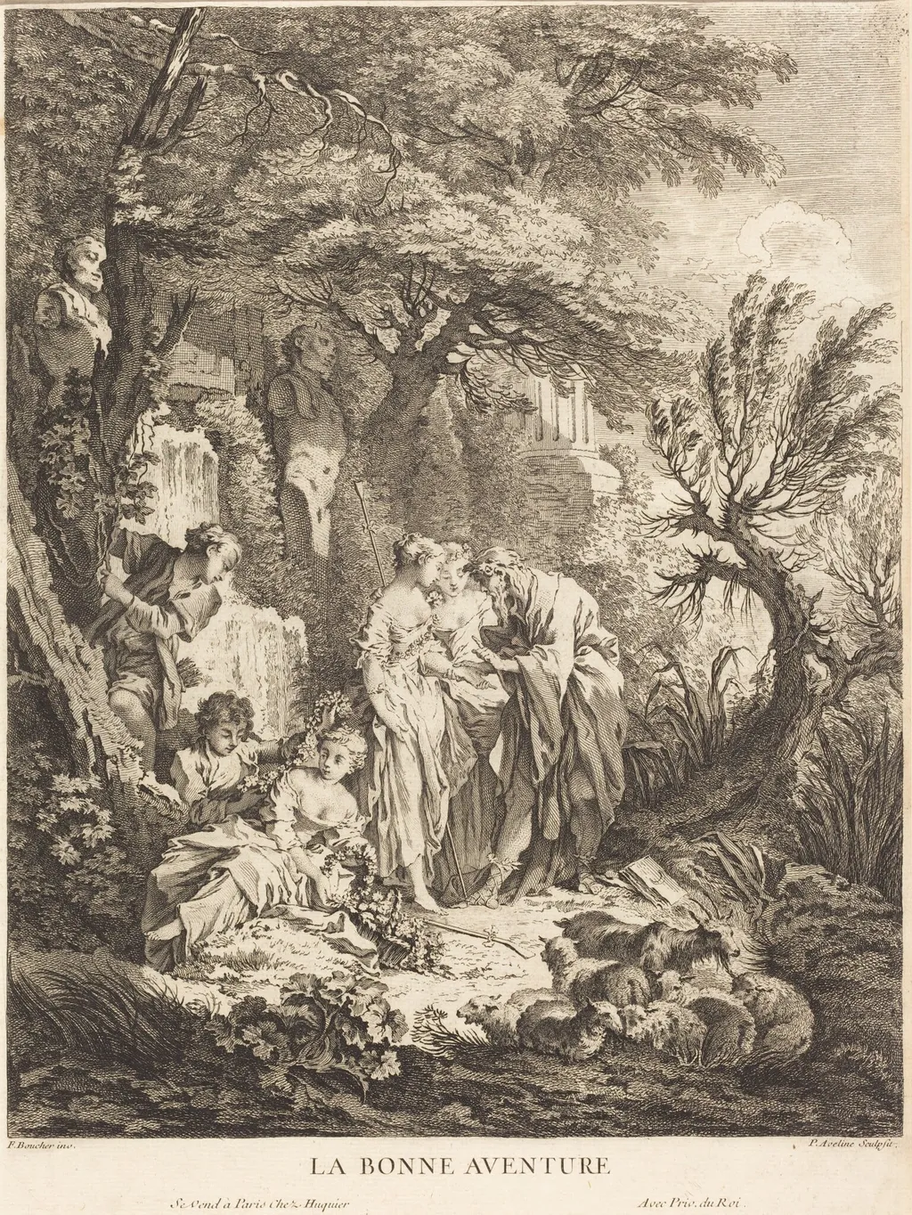 La Bonne Aventure, by Pierre-Alexandre Aveline, ink, 1738