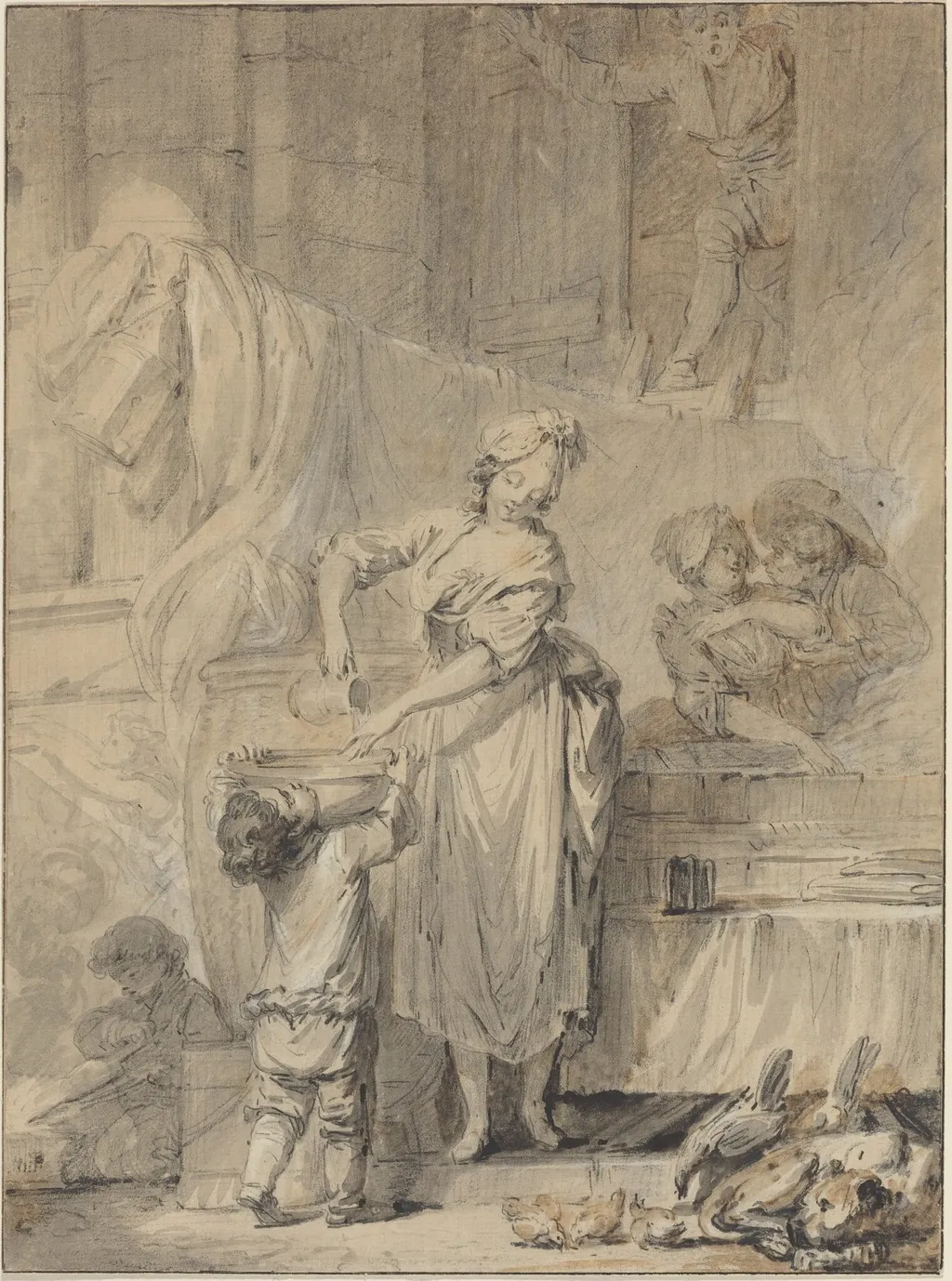 Kindly Martine, by Pierre-Antoine Baudouin, chalk, 1764