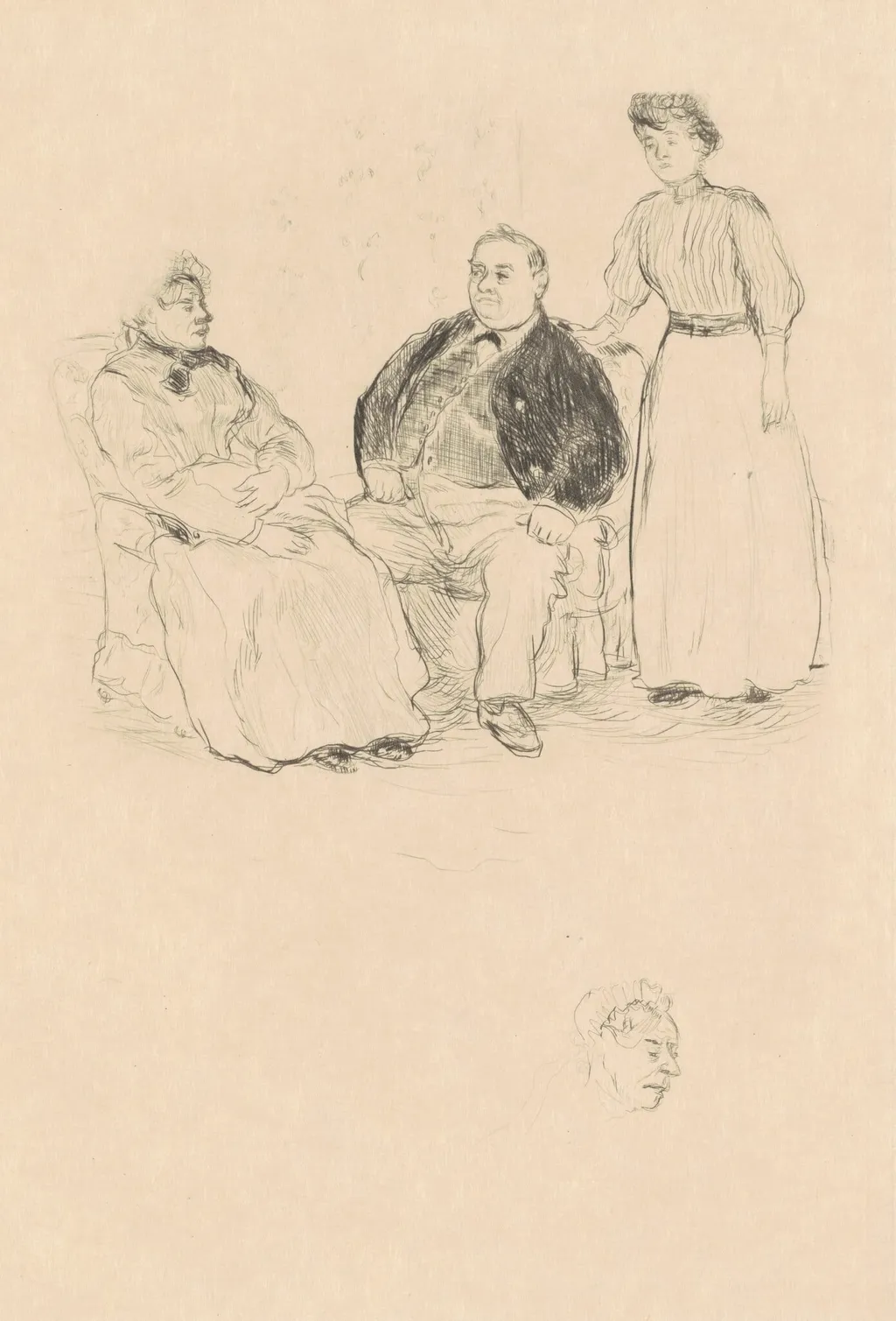 Illustration, by Pierre Auguste Raffaëlli, ink, 1909