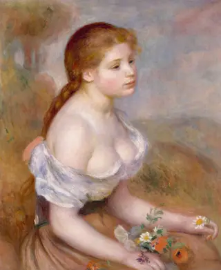 A Young Girl with Daisies, by Pierre-Auguste Renoir, 1895