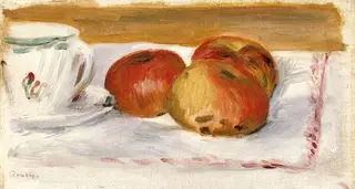 Apples and teacup, by Pierre-Auguste Renoir