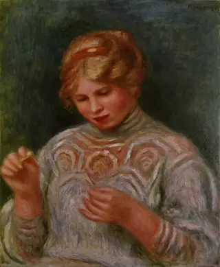 Girl Tatting, by Pierre-Auguste Renoir, 1906