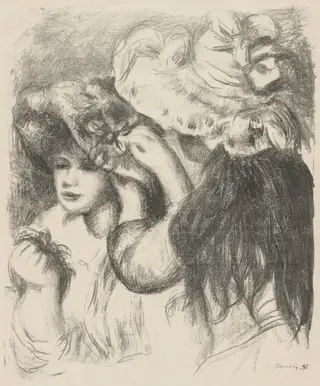 Pinning the Hat, by Pierre-Auguste Renoir