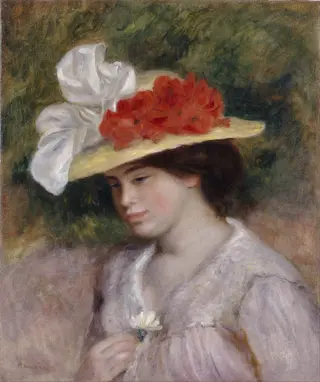 Woman in a Flowered Hat, by Pierre-Auguste Renoir