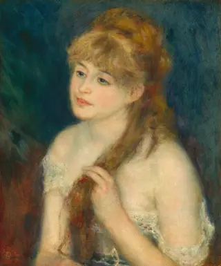 Young Woman Braiding Her Hair, by Pierre-Auguste Renoir
