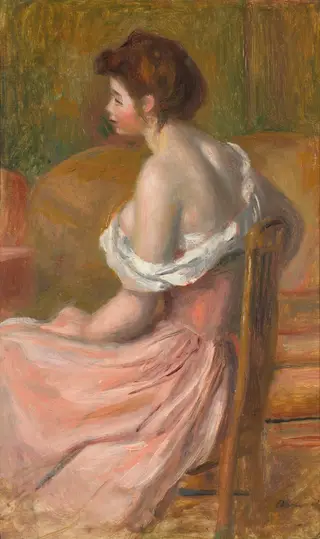 Young woman seated, with neck and shoulders uncovered, by Pierre-Auguste Renoir