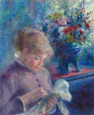 Young Woman Sewing, by Pierre-Auguste Renoir