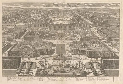 Veüe générale de la Ville et du Chateau de Versailles du côté des Jardins (View of Versailles), by Pierre Aveline the Elder
