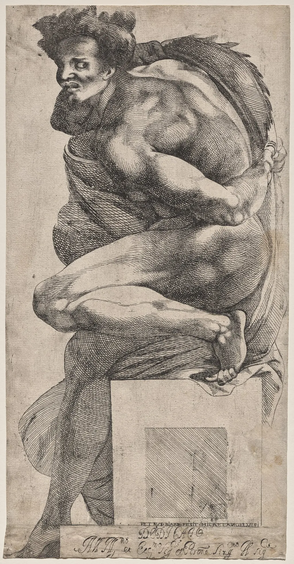 Ignudo (after Michelangelo), by Pierre Biard the Younger, 1628