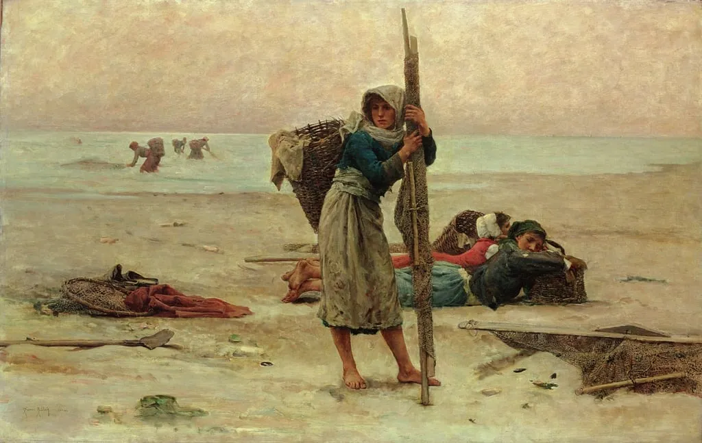 Oyster catching, by Pierre Billet, oil, 1892