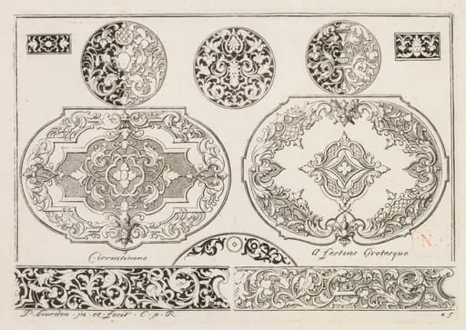 # 4 From " Livre sencond essais de gravjre " second book of Engraved designs, by Pierre Bourdon