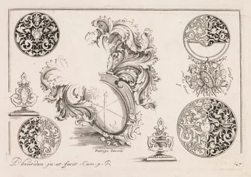 # 7from " Livre second essais de gravjre " Second book of Engraved Designs, by Pierre Bourdon
