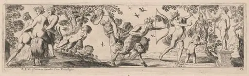Satyr and Mercury Shooting at a Statue, by Pierre Brebiette