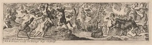 Satyrs and Putti Playing with Animals, by Pierre Brebiette
