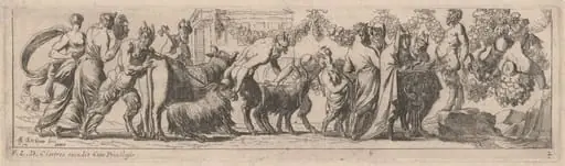 Satyrs Bringing Animals to an Altar, by Pierre Brebiette