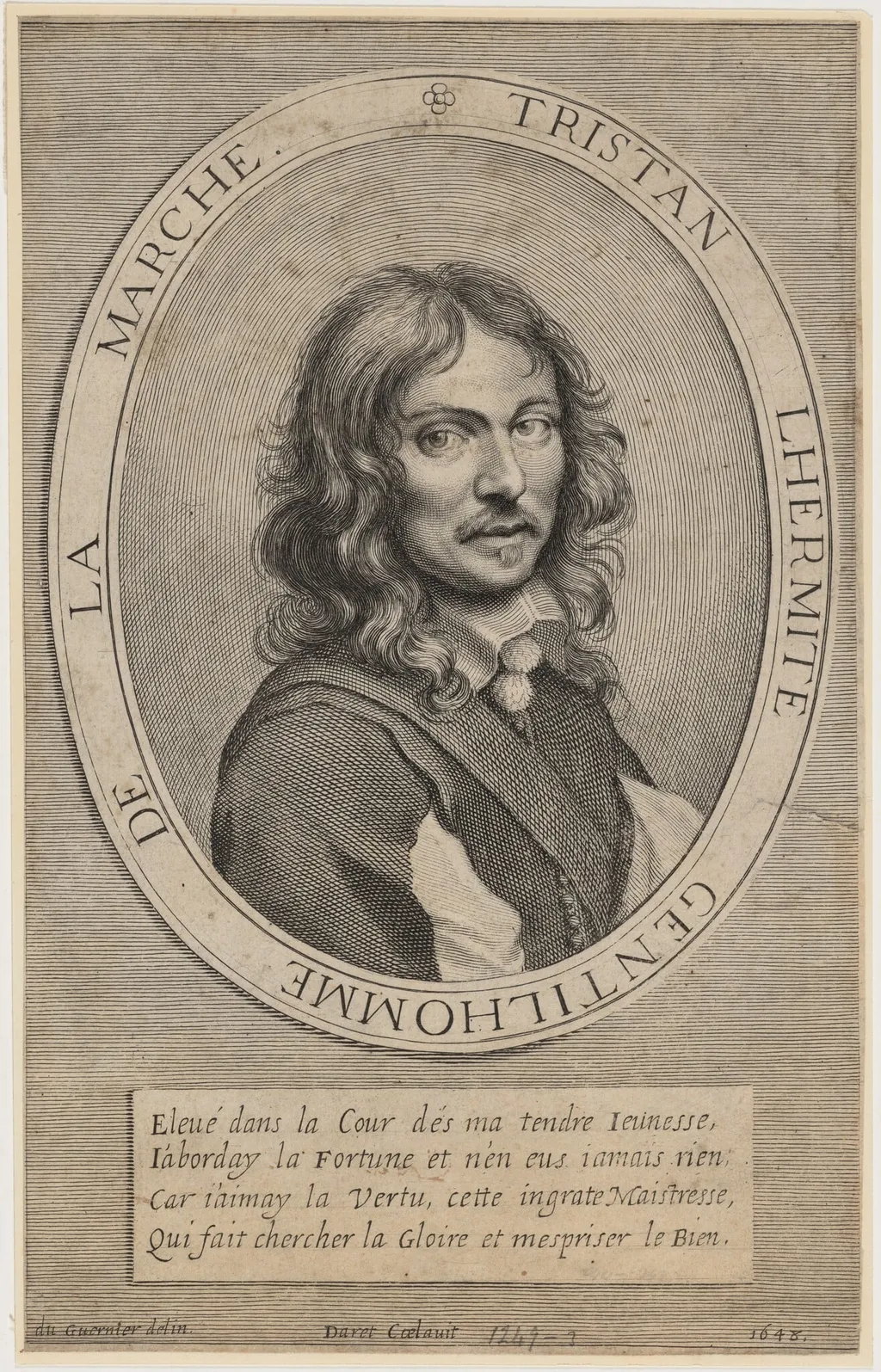 Tristan, the Hermit, by Pierre Daret de Cazeneuve, ink, 1648