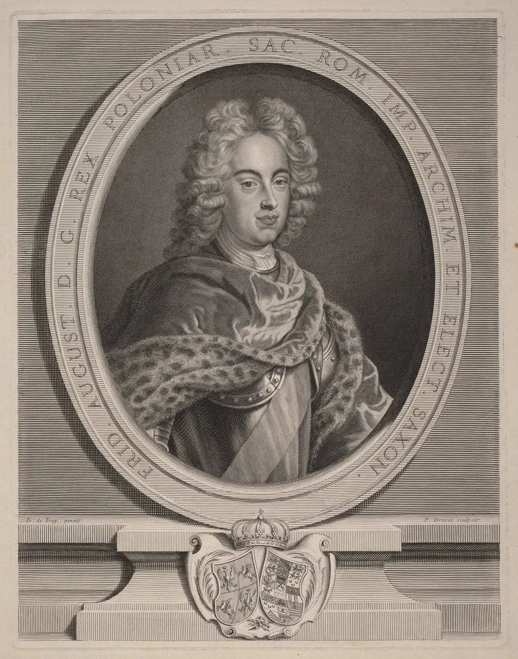 Frédéric Auguste III, roi de Pologne, by Pierre Drevet, ink, 1700