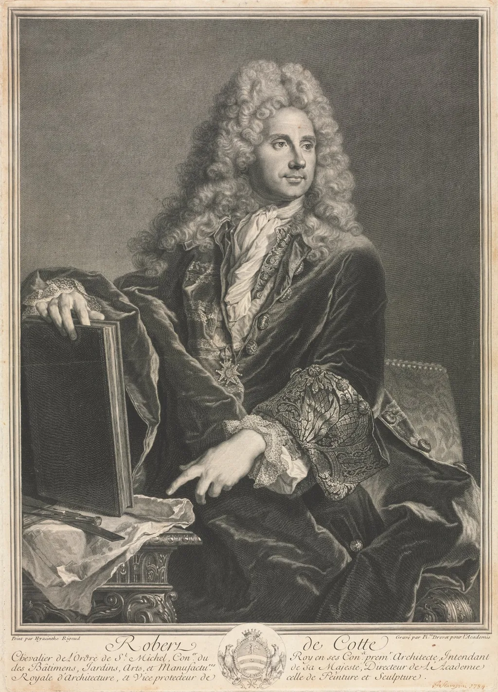 Portrait of Robert de Cotte, by Pierre Drevet, 1722