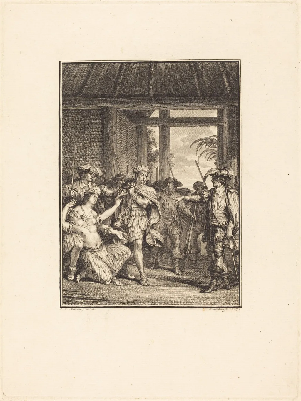 La découverte du nouveau monde, by Pierre Duflos, ink, 1779