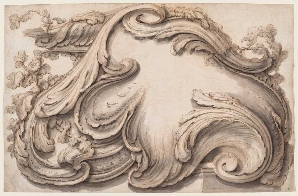 Rocaille Cartouche, by Pierre-Edme Babel, ink, 1748