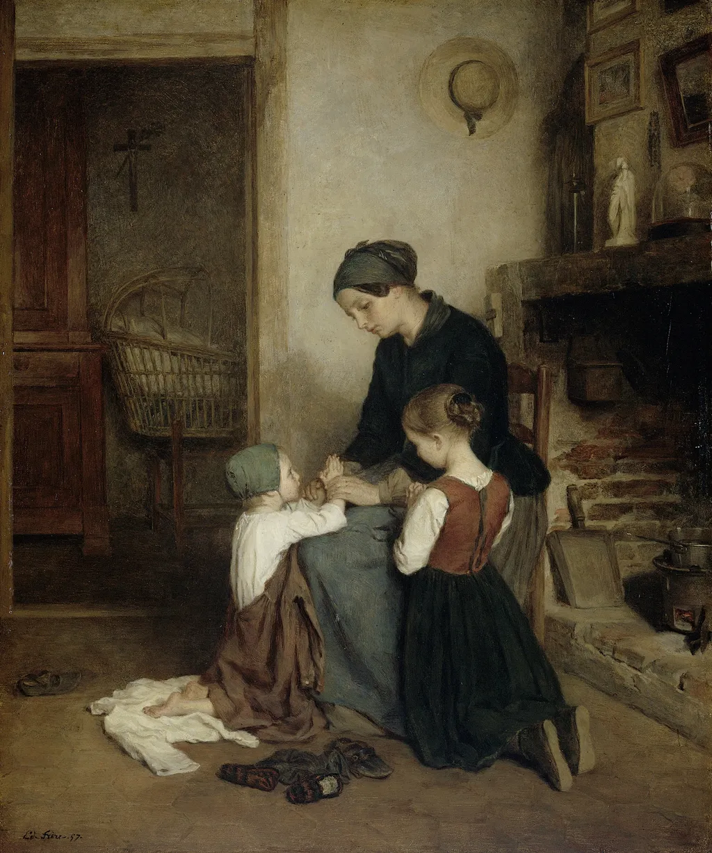The Evening Prayer, by Pierre Édouard Frère, oil, 1857
