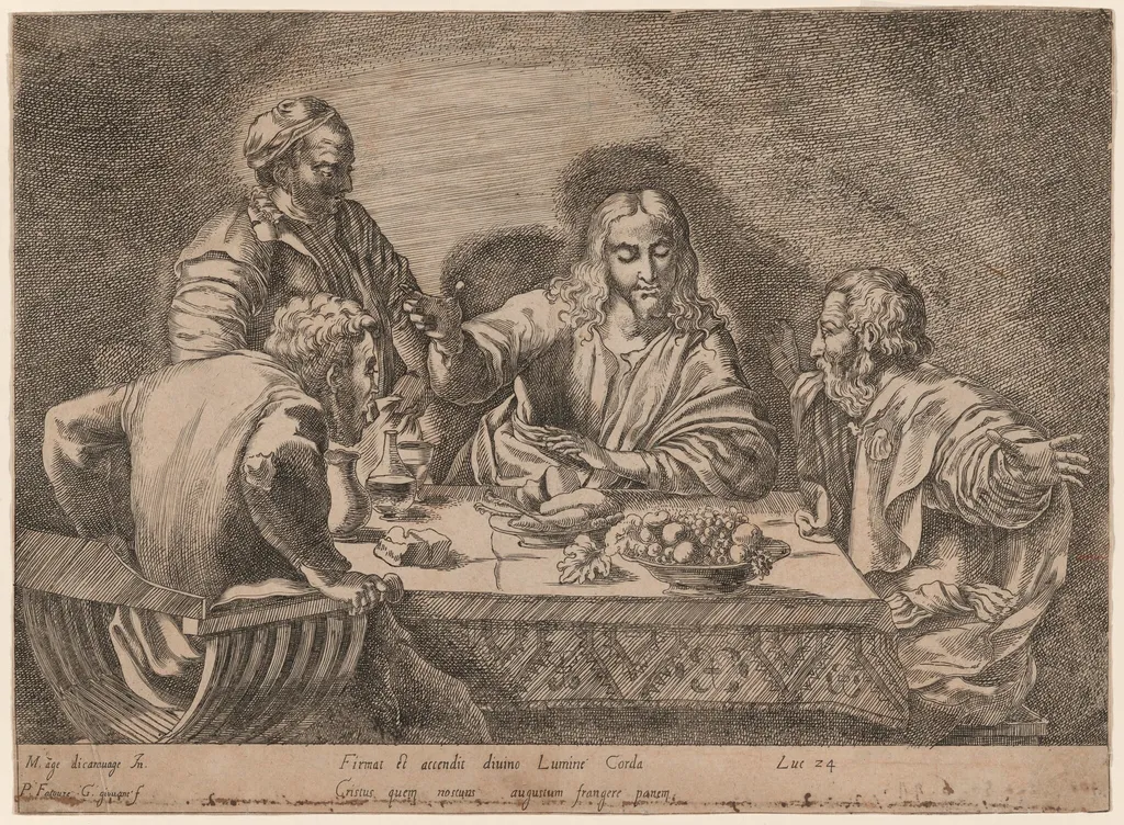 The Supper at Emmaus, by Pierre Fatoure, ink, 1610
