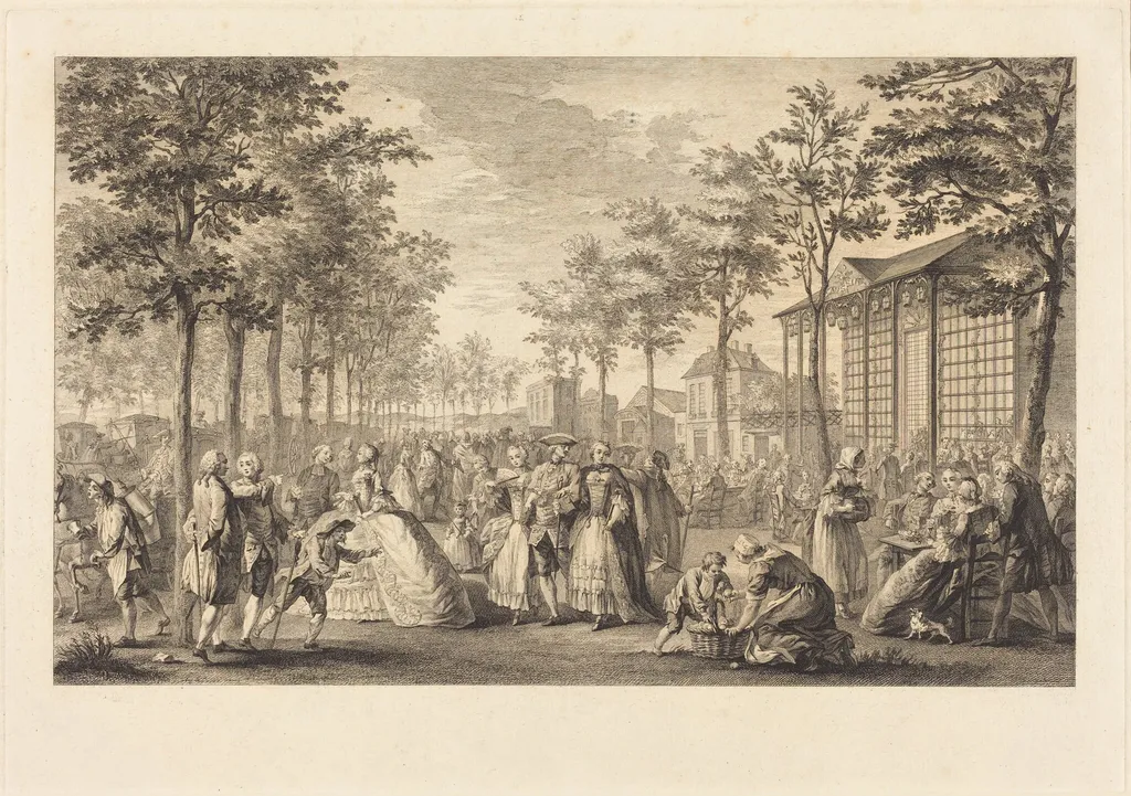 La promenade des remparts de Paris, by Pierre-Francois Courtois, ink, 1760