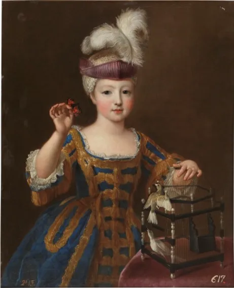 Girl with a Bird Cage, by Pierre Gobert, oil, 1712