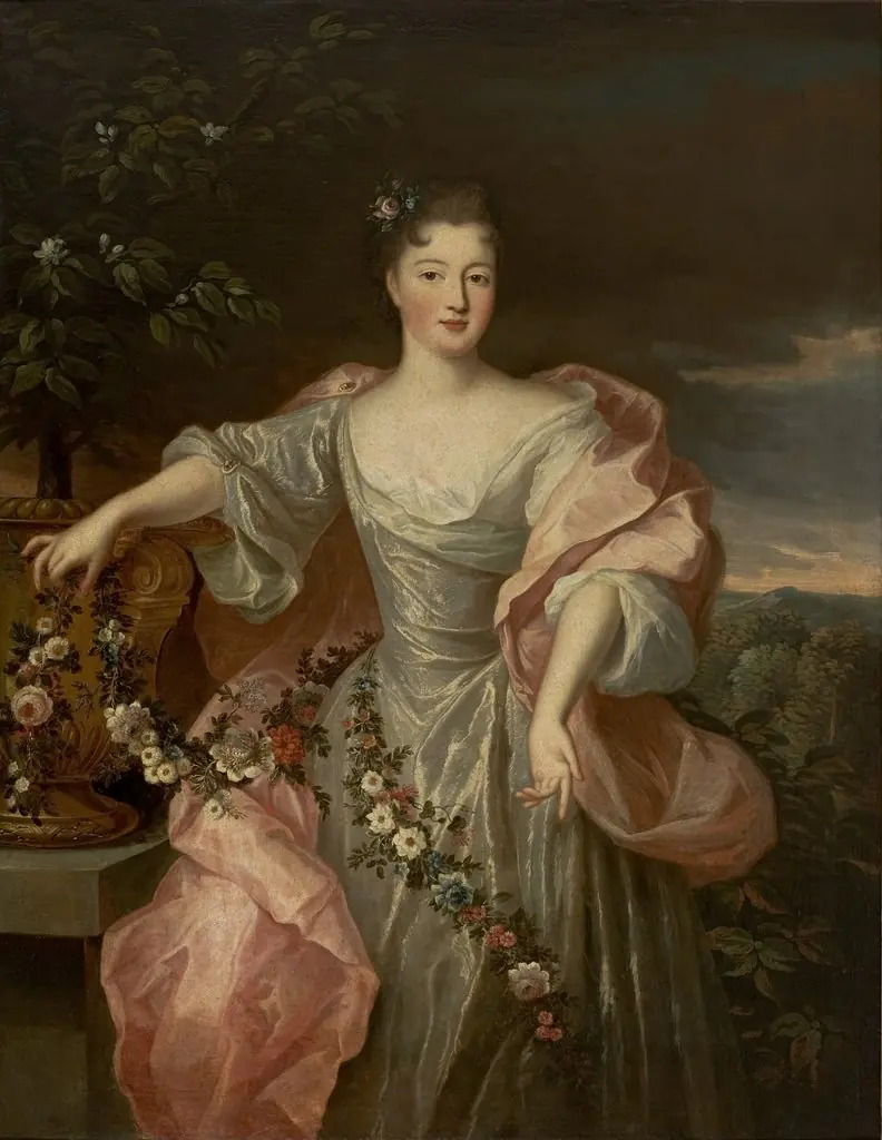 Portrait of a Bride with Flowers (Charlotte Aglaé d'Orléans, called Mademoiselle de Valois?), by Pierre Gobert