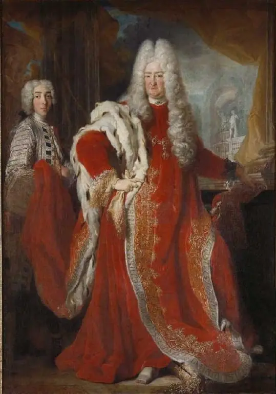 Kurfürst Karl III. Philipp von der Pfalz als Ordensgroßmeister mit Page, by Pierre Goudreaux