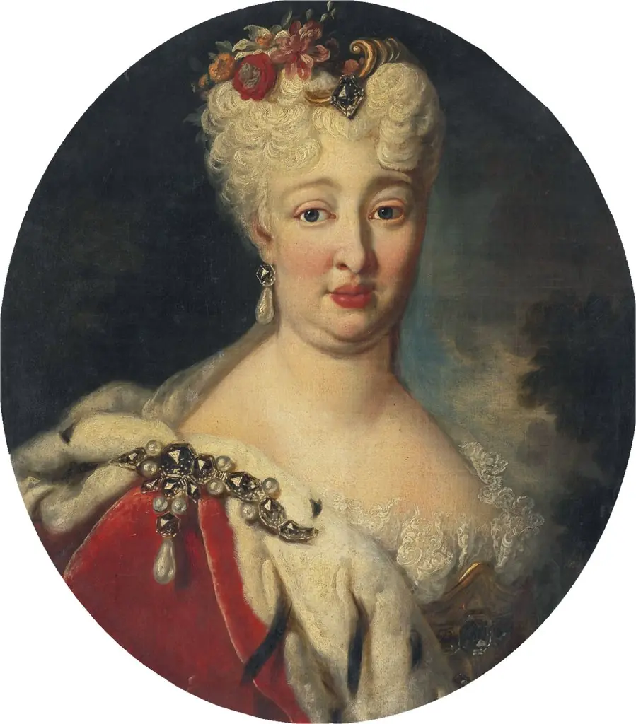 Portrait of Countess Palatine Elisabeth Auguste Sofie of Neuburg (1693 - 1728), by Pierre Goudreaux