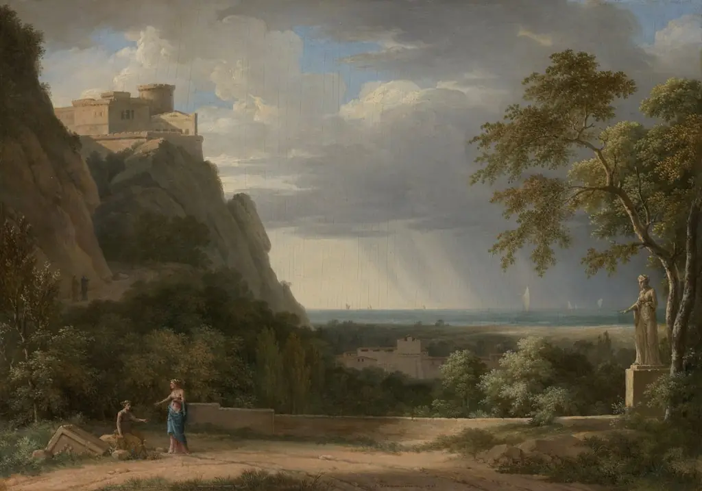 Classical Landscape with Figures and Sculpture, by Pierre Henri