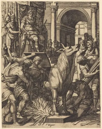 The Brazen Bull of Phalarus, by Pierre II Woeiriot de Bouzey