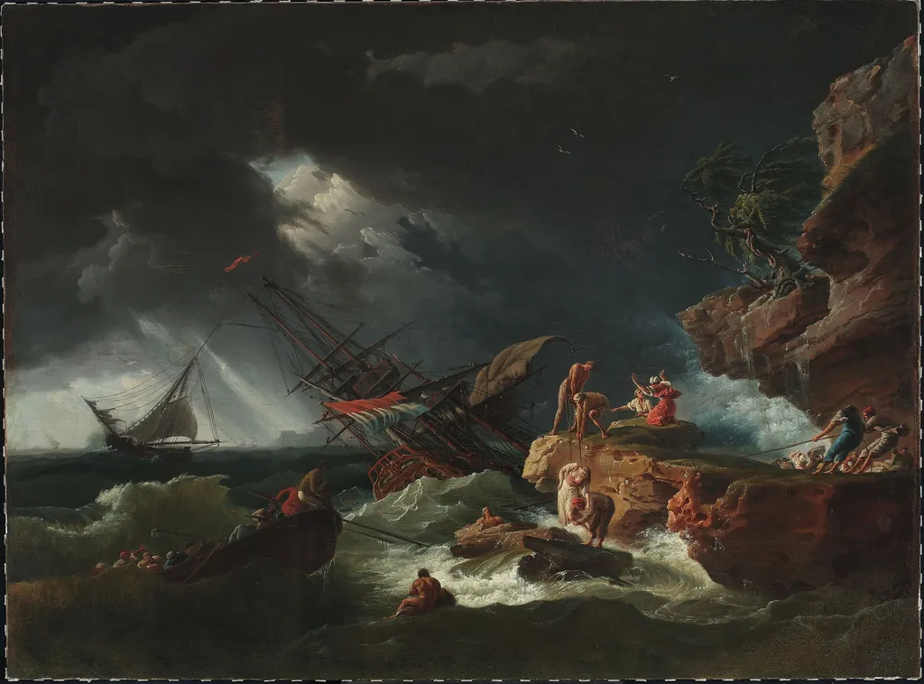 Castaways on the sea, by Pierre-Jacques Volaire, oil, 1765