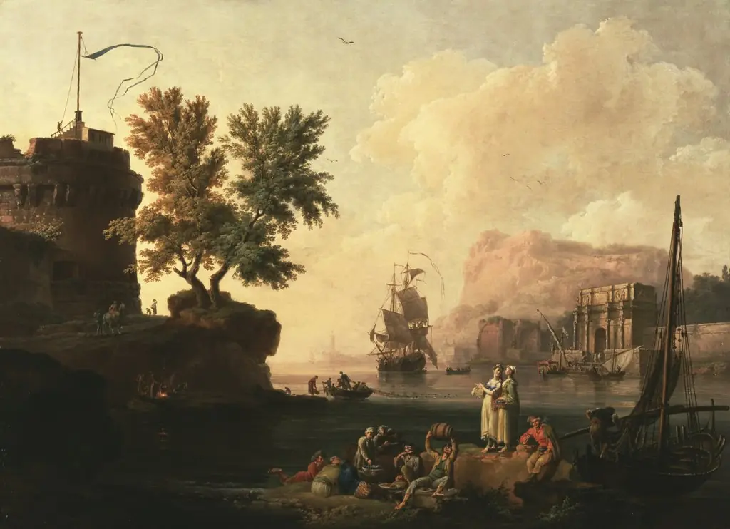 Mediterranean Harbor Scene, by Pierre-Jacques Volaire