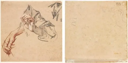 Study of Hands (recto); Sketch of a Hand (verso), by Pierre L'Enfant