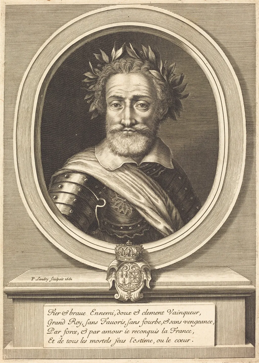 Henri IV, King of France, by Pierre Landry, ink, 1662