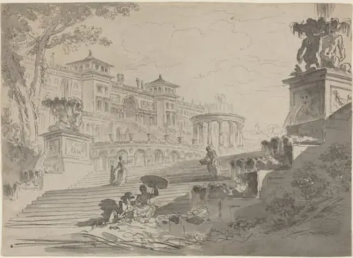 Fantasy on the Villa Medici with Fountains, by Pierre Lelu