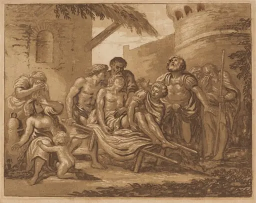 The Death of Hector on the Ramparts of Troy (recto) / Tancred and Erminia (verso), by Pierre Lelu