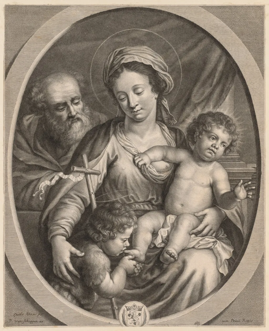Holy Family and S. John, by Pierre Louis van Schuppen, 1675