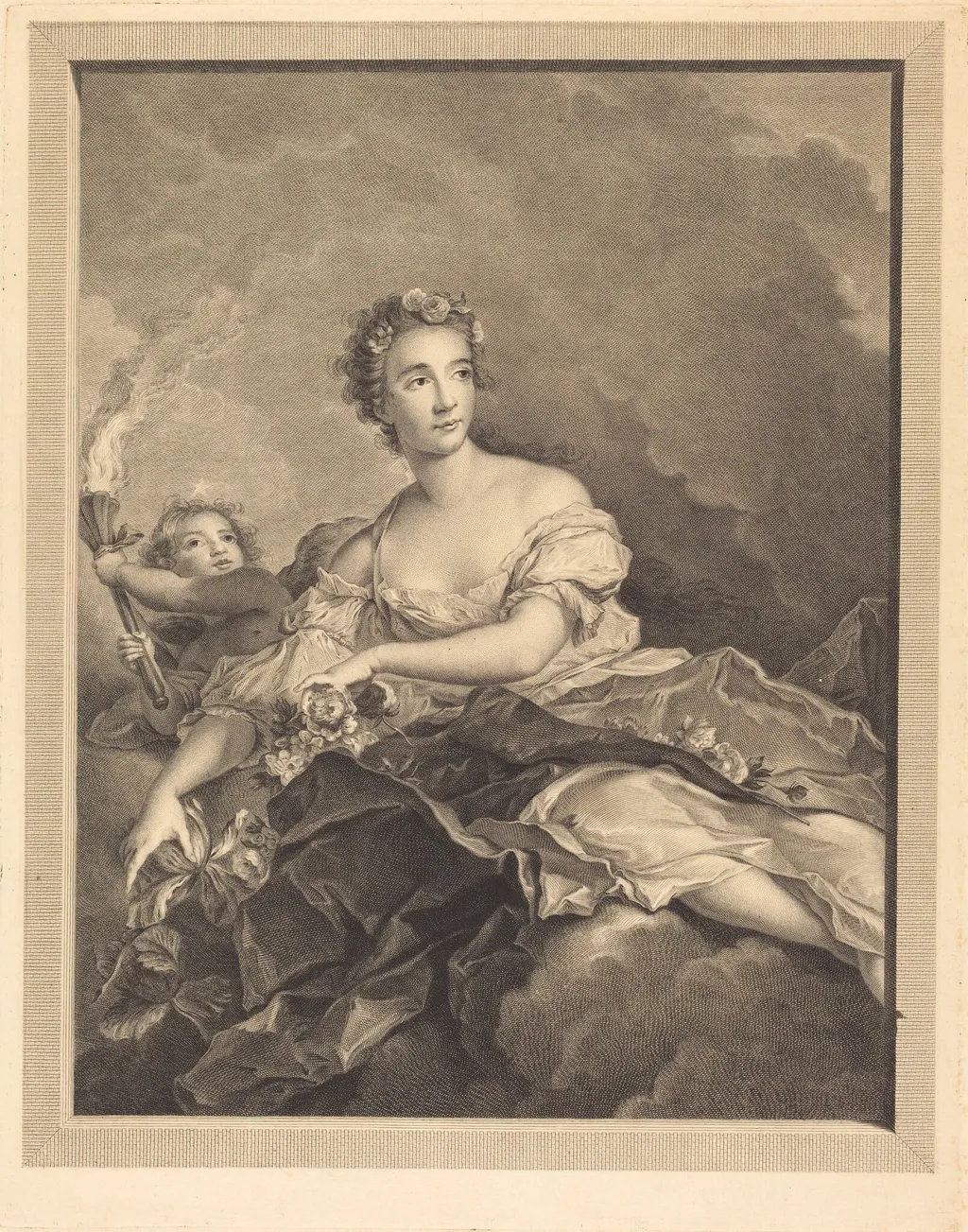 La nuit passe, l'Aurore parait, by Pierre Maleuvre, ink, 1772