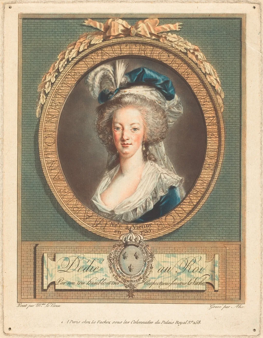 Queen Marie-Antoinette, by Pierre-Michel Alix, ink, 1789