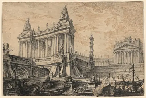 Architectural Fantasy of a Magnificent Ancient Port, by Pierre Moreau