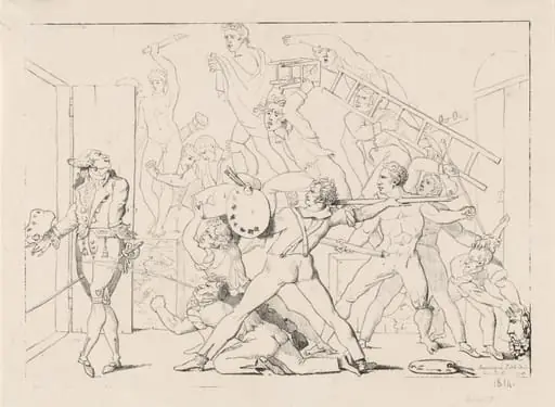 Jean-Philippe-Guy Le Gentil, Comte de Paroy, Expelled from David's Studio, by Pierre-Nolasque Bergeret