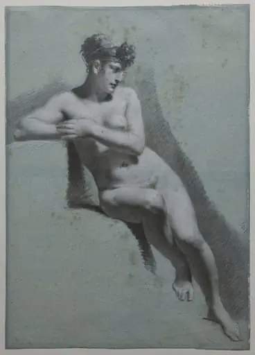 Study of a Nude Woman, Seated Looking to the Right (recto), by Pierre Paul Prud'hon