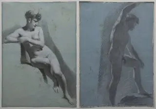 Study of a Nude Woman, Seated Looking to the Right (recto) Study of a Male Nude (verso), by Pierre Paul Prud'hon, 1810