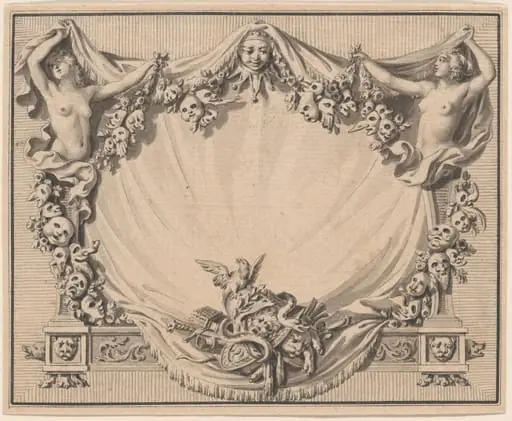 A Cartouche with Theater Masks, by Pierre-Philippe Choffard